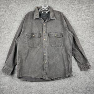 Field & Stream Shirt Jacket Mens XLT Gray Quilted Flannel Button Front